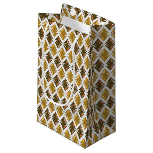 Golden Diamonds Graphical Gems Pattern Small Gift Bag