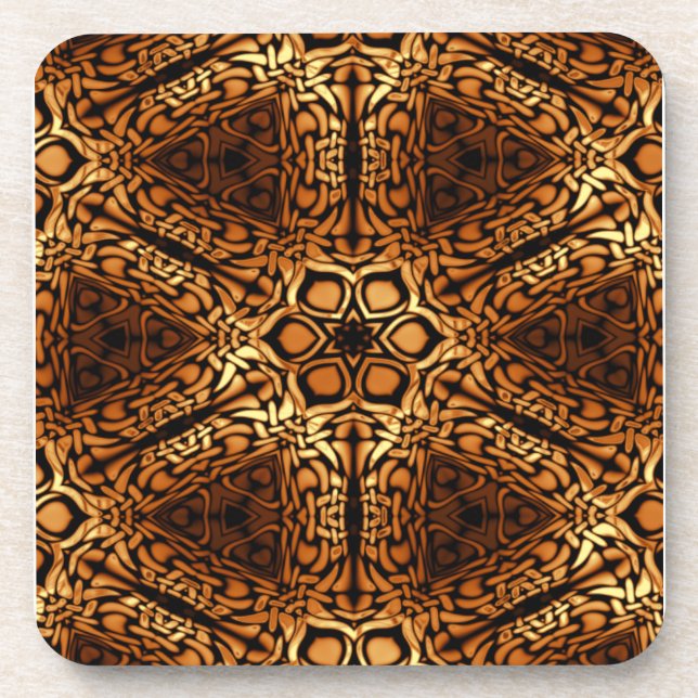 Golden Diamonds in Pattern Beverage Coaster (Front)