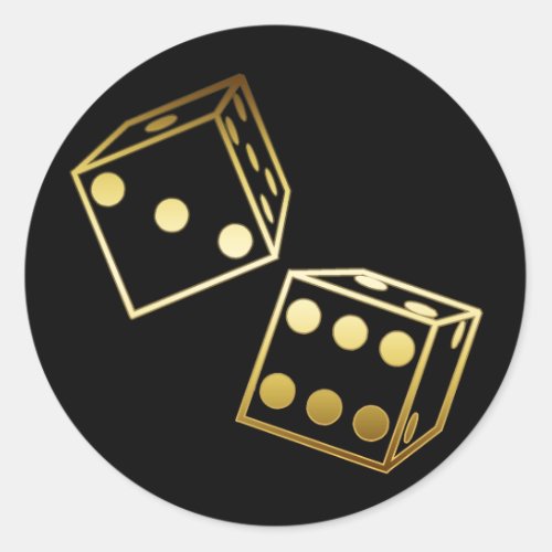 GOLDEN DICE CLASSIC ROUND STICKER