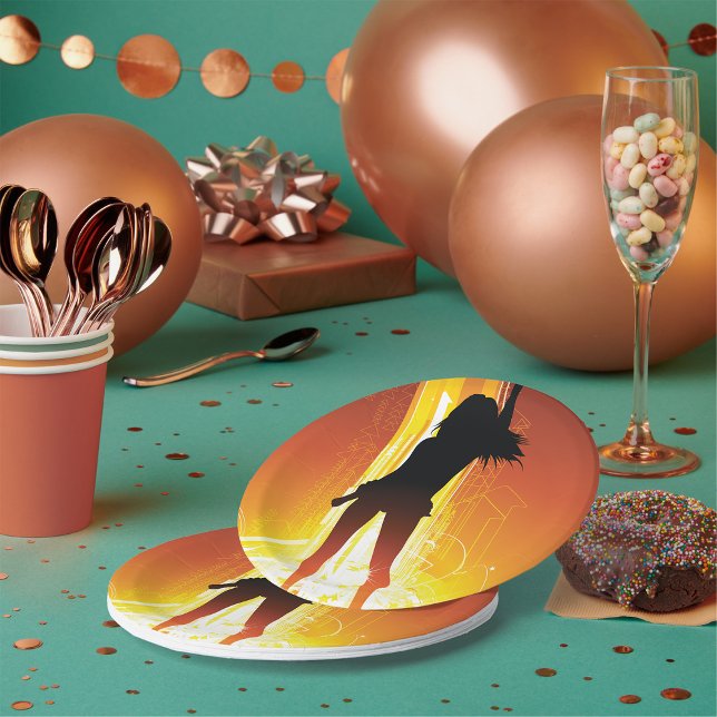 Golden Disco Woman Paper Plates (Creator Uploaded)