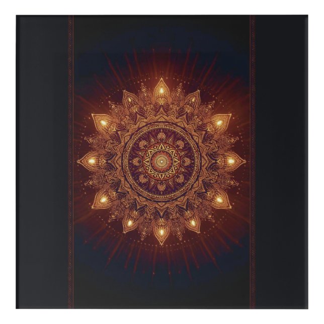 Golden Diwali Mandala – Light Within and Around Acrylic Print (Front)