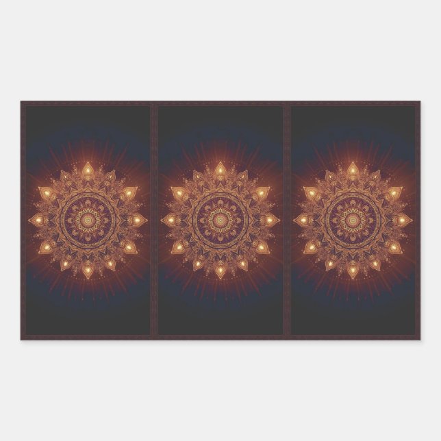 Golden Diwali Mandala – Light Within and Around Rectangular Sticker (Front)