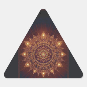 Golden Diwali Mandala – Light Within and Around Triangle Sticker