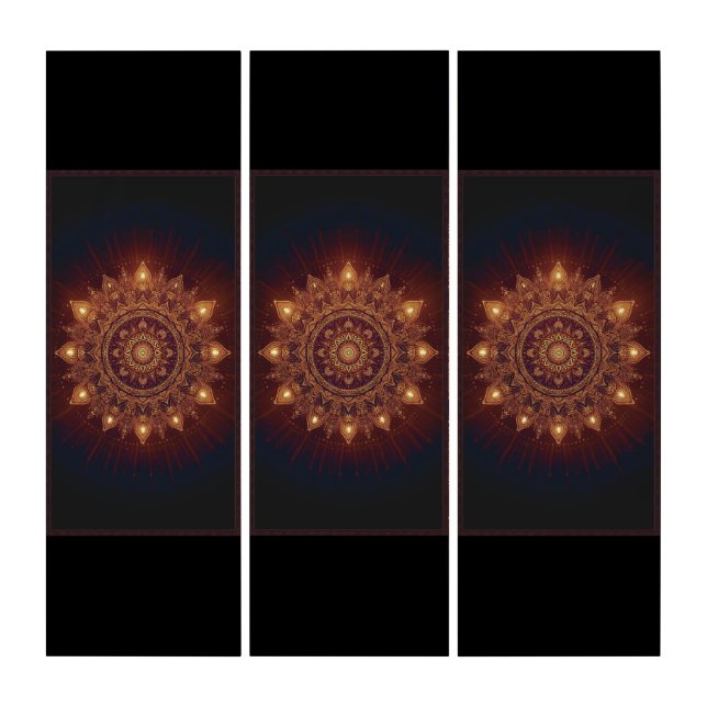 Golden Diwali Mandala – Light Within and Around Triptych (Front)