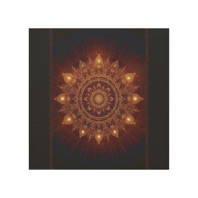 Golden Diwali Mandala – Light Within and Around Wood Wall Art (Front)