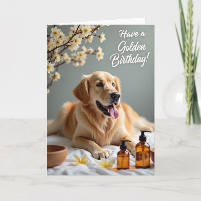 Golden Dog Birthday Card (Front)