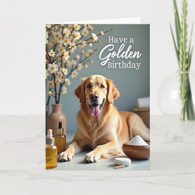 Golden Dog Birthday Wish Card (Front)