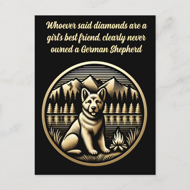 Golden Dog by the Campfire Postcard (Front)