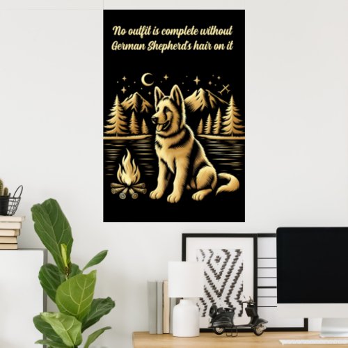 Golden Dog by the Campfire Poster