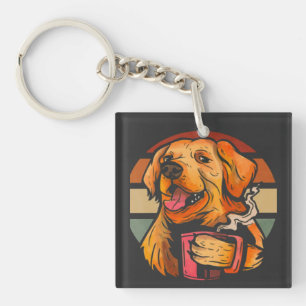 Golden dog coffee T-Shirt Keychain