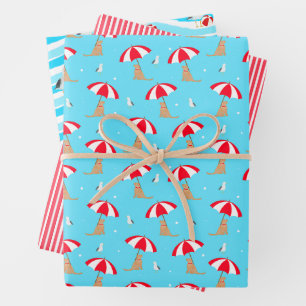 Golden Dog Days Beach Seagulls Umbrella Gift Wrap