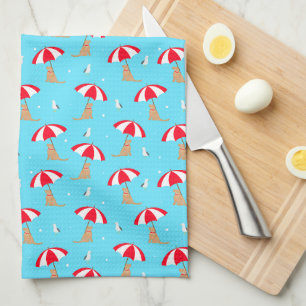 Golden Dog Days Beach Seagulls Umbrella Towels