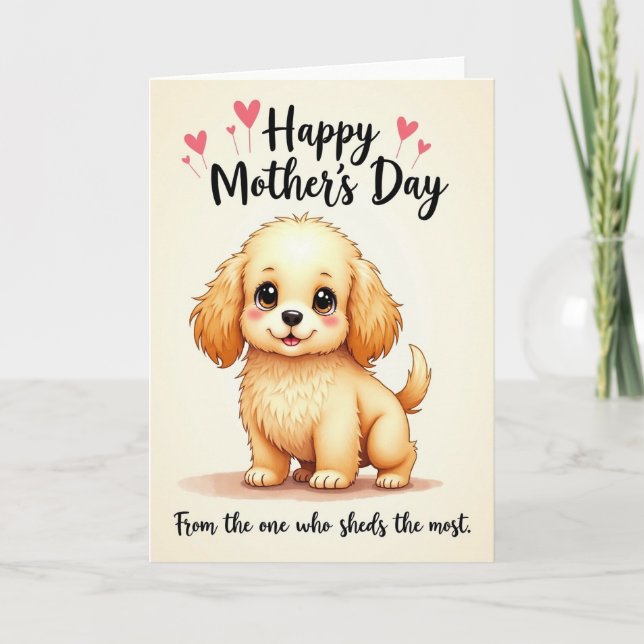 Golden Dog Happy Mothers Card (Front)