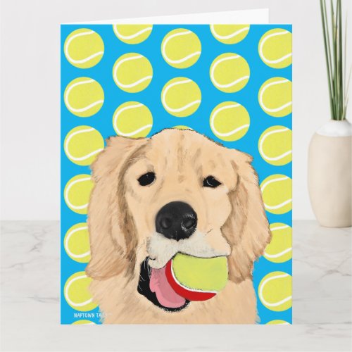 Golden Dog Have a Ball Birthday Card