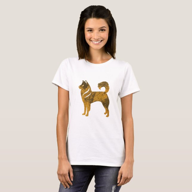 Golden Dog Husky Women's Basic T-Shirt, White T-Shirt (Front Full)