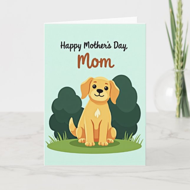 Golden Dog Mom Happy Mothers Day Card (Front)
