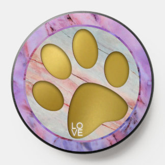 Golden Dog Paw Print Love Minimal Aesthetic Design PopSocket