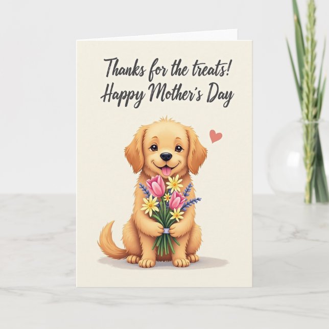 Golden Dog Thanks Mothers Day Card (Front)
