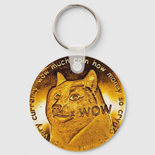Golden Dogecoin Keychain