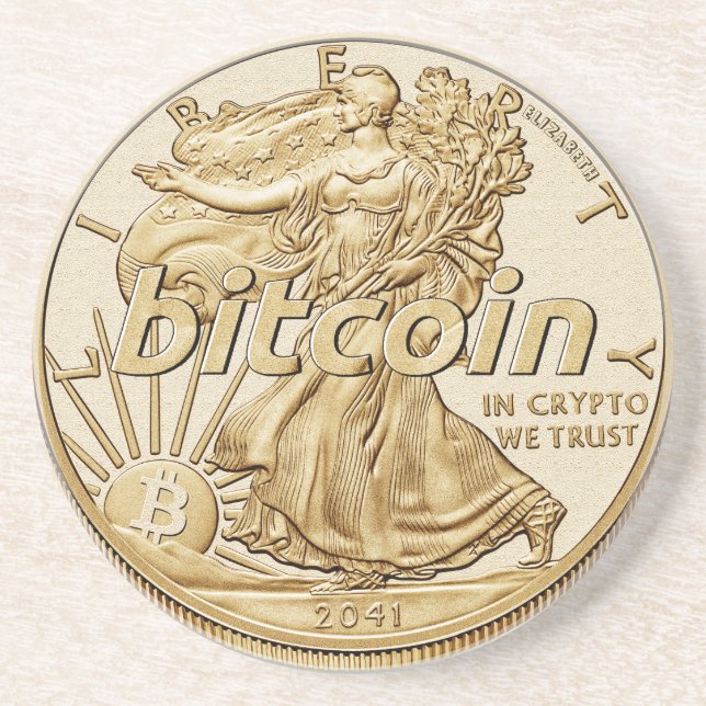 Golden Dollar Bitcoin Cryptocurrency HODL Funny Coaster (Front)