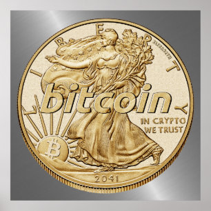 Golden Dollar Bitcoin Cryptocurrency HODL Funny Poster