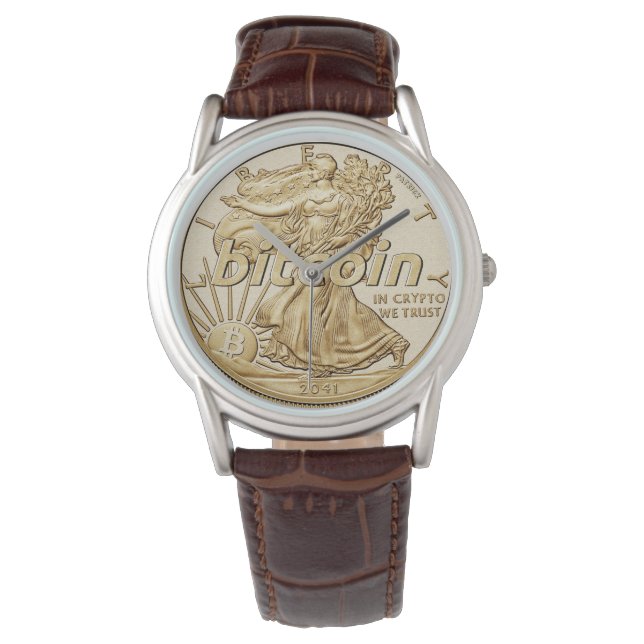 Golden Dollar Bitcoin Cryptocurrency HODL Funny Watch (Front)