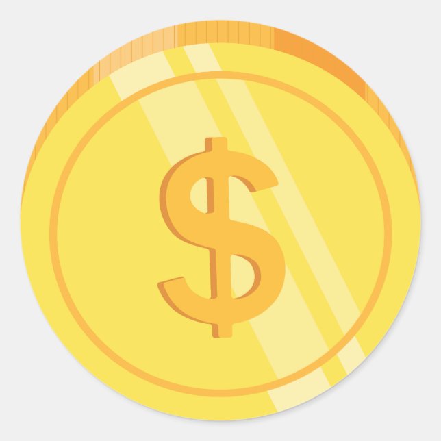 Golden Dollar Coins Classic Round Sticker (Front)