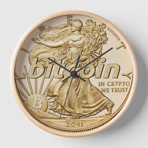 Golden Dollar Funny Bitcoin Cryptocurrency HODL  Clock