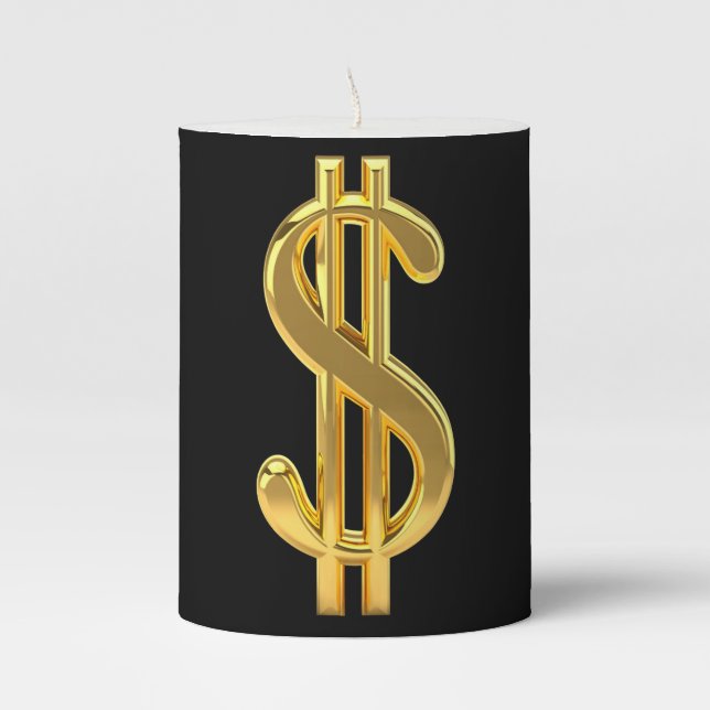 Golden Dollar Sign Candle (Front)