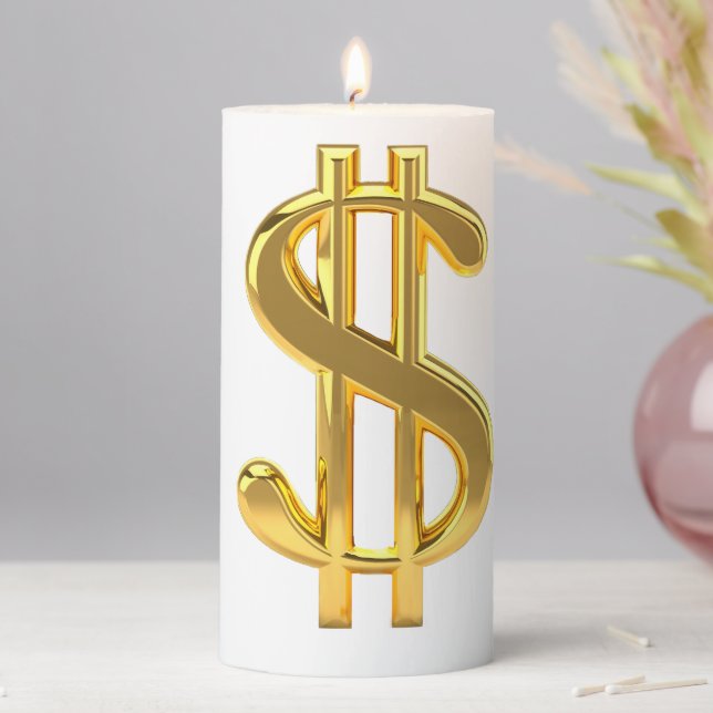 Golden Dollar Sign Candle (In Situ)