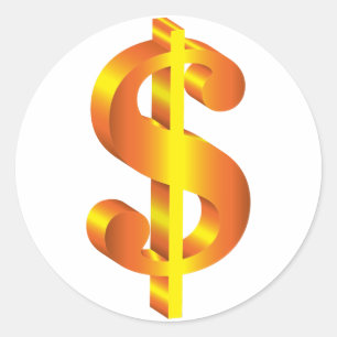 Golden Dollar Sign Classic Round Sticker
