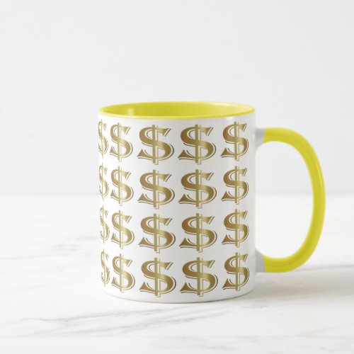 Golden Dollar Sign Coffee Mug
