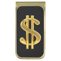 Golden Dollar Sign Gold Finish Money Clip