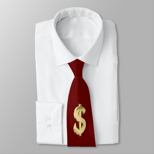Golden dollar sign neck tie (Tied)