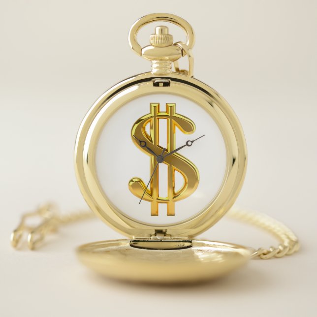 Golden Dollar Sign Pocket Watch (Inside)