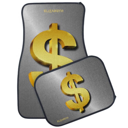 Golden Dollar Sparkling Sign Money Symbol Car Mat