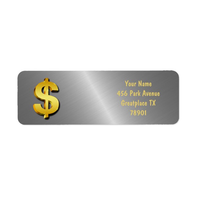 Golden Dollar Sparkling Sign Money Symbol Label (Front)