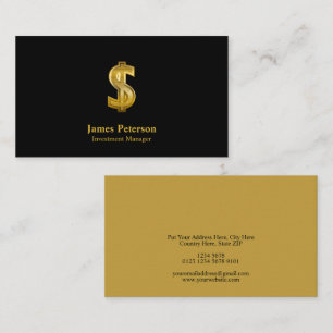 Golden Dollar Symbol   Black Business Card