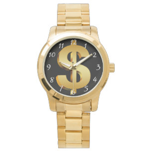 Golden dollar symbol watch