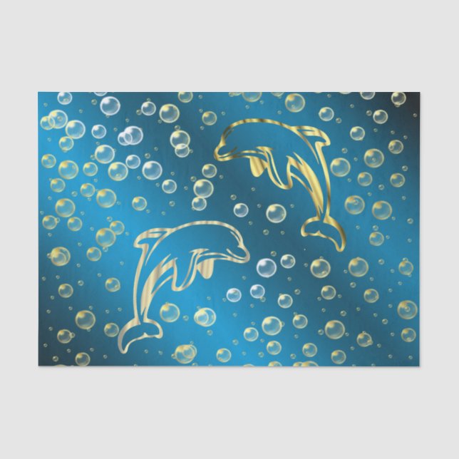 golden dolphins with golden drops of water tissue paper (Front)