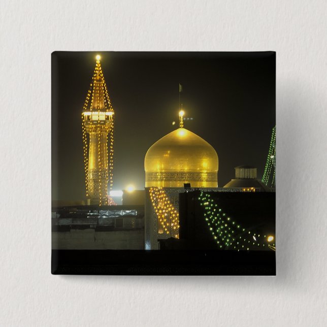 Golden dome of the Imam Reza Shrine Complex at Pinback Button (Front)