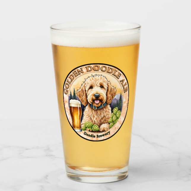Golden Doodle Ale Beer Glass (Front Filled)