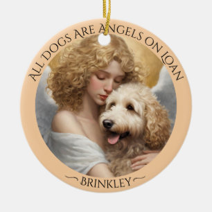 Golden Doodle Angel Personalized Memorial  Ceramic Ornament