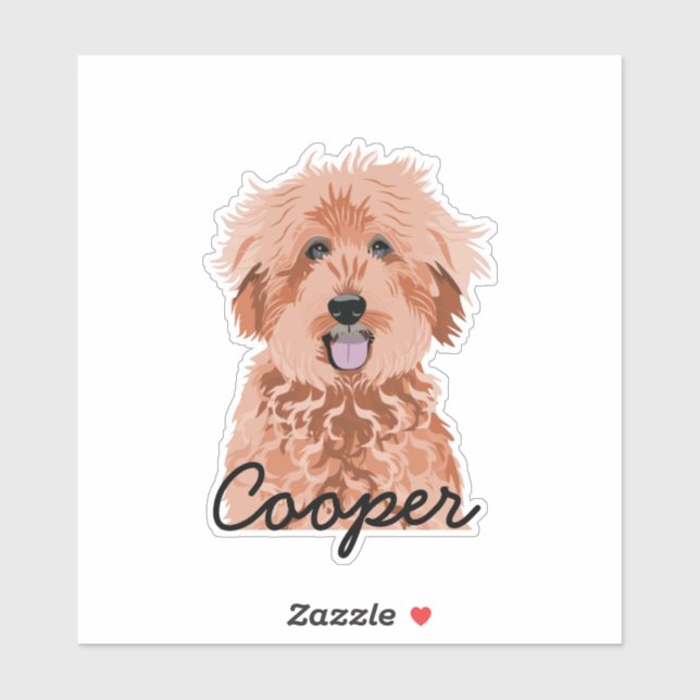 Golden Doodle Apricot Custom Dog Name Sticker (Sheet)