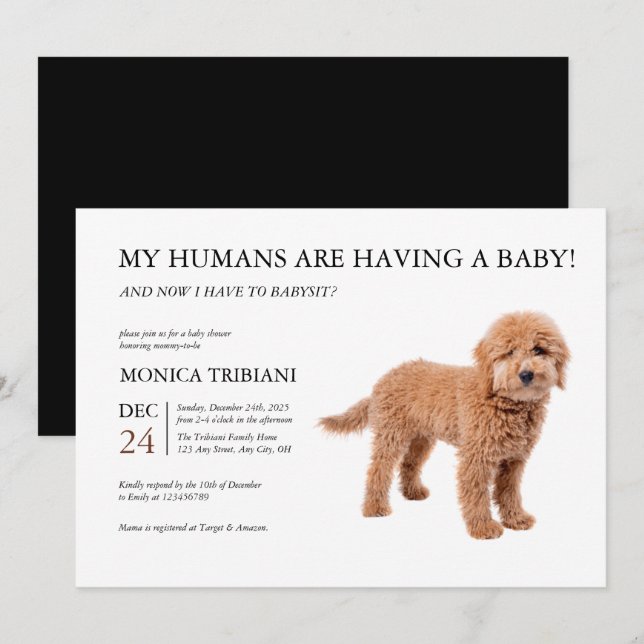 Golden Doodle Baby Shower Minimalist Invitation (Front/Back)