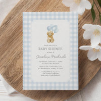 Golden Doodle Blue Gingham Baby Shower