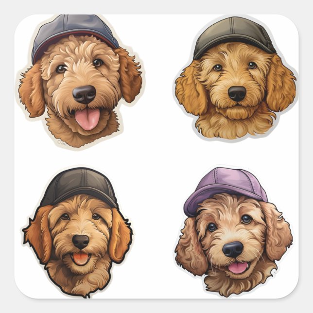 Golden Doodle Cap Kids Sticker Design stickers  (Front)