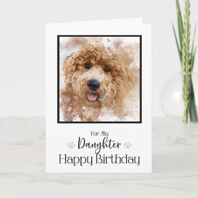 Golden Doodle Cavapoo Happy Birthday Daughter Card (Front)