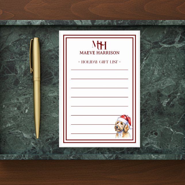 Golden Doodle Christmas Holiday Gift List Post-it Notes (Gift custom holiday stationery to the dog lover in your life!)