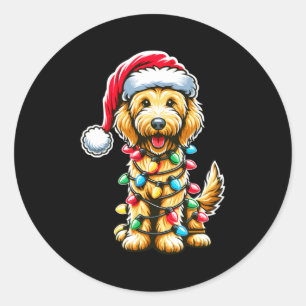 Golden Doodle Christmas Tree Xmas Dog Pajamas Gold Classic Round Sticker